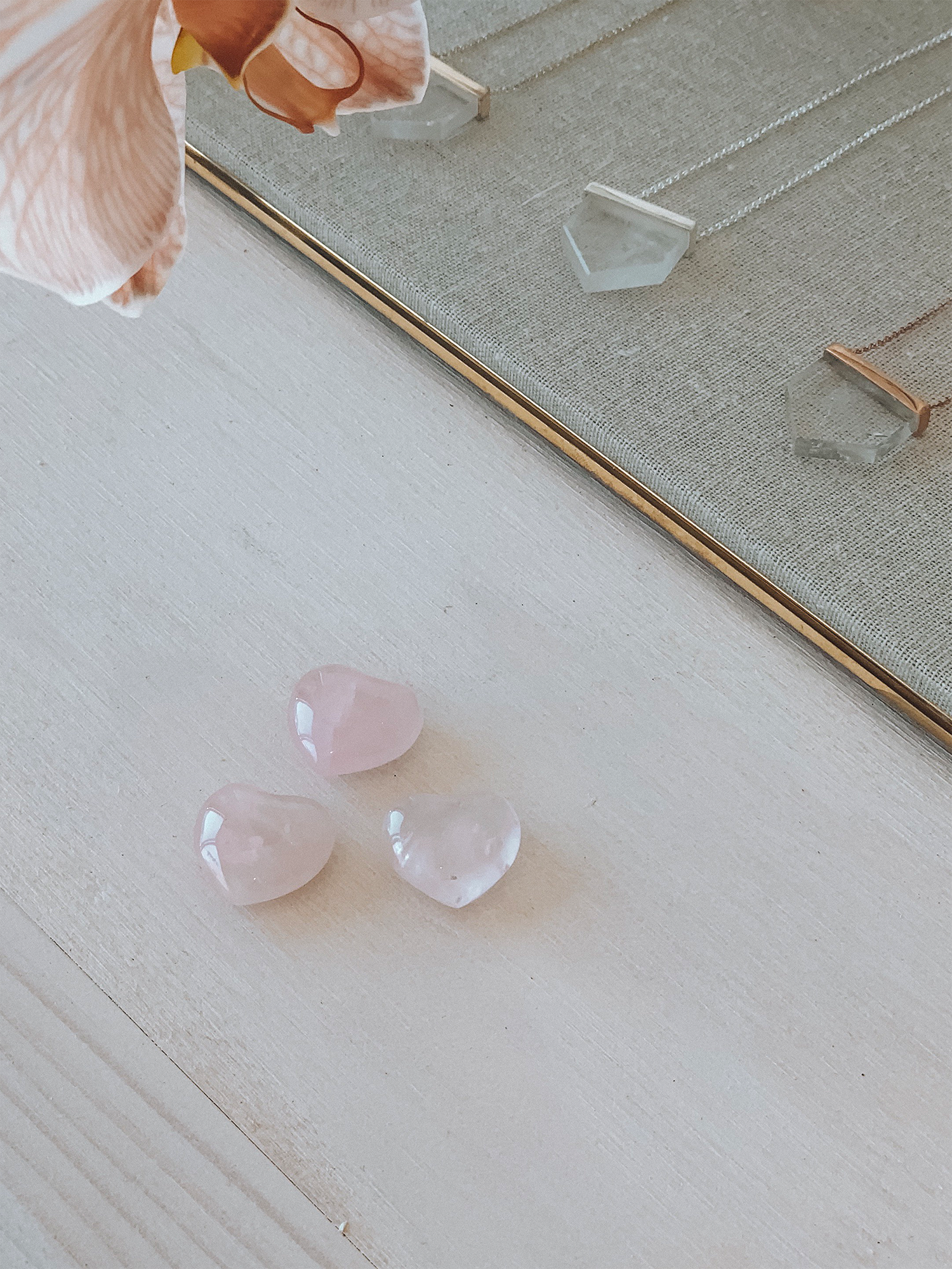 teeny tiny rose quartz heart