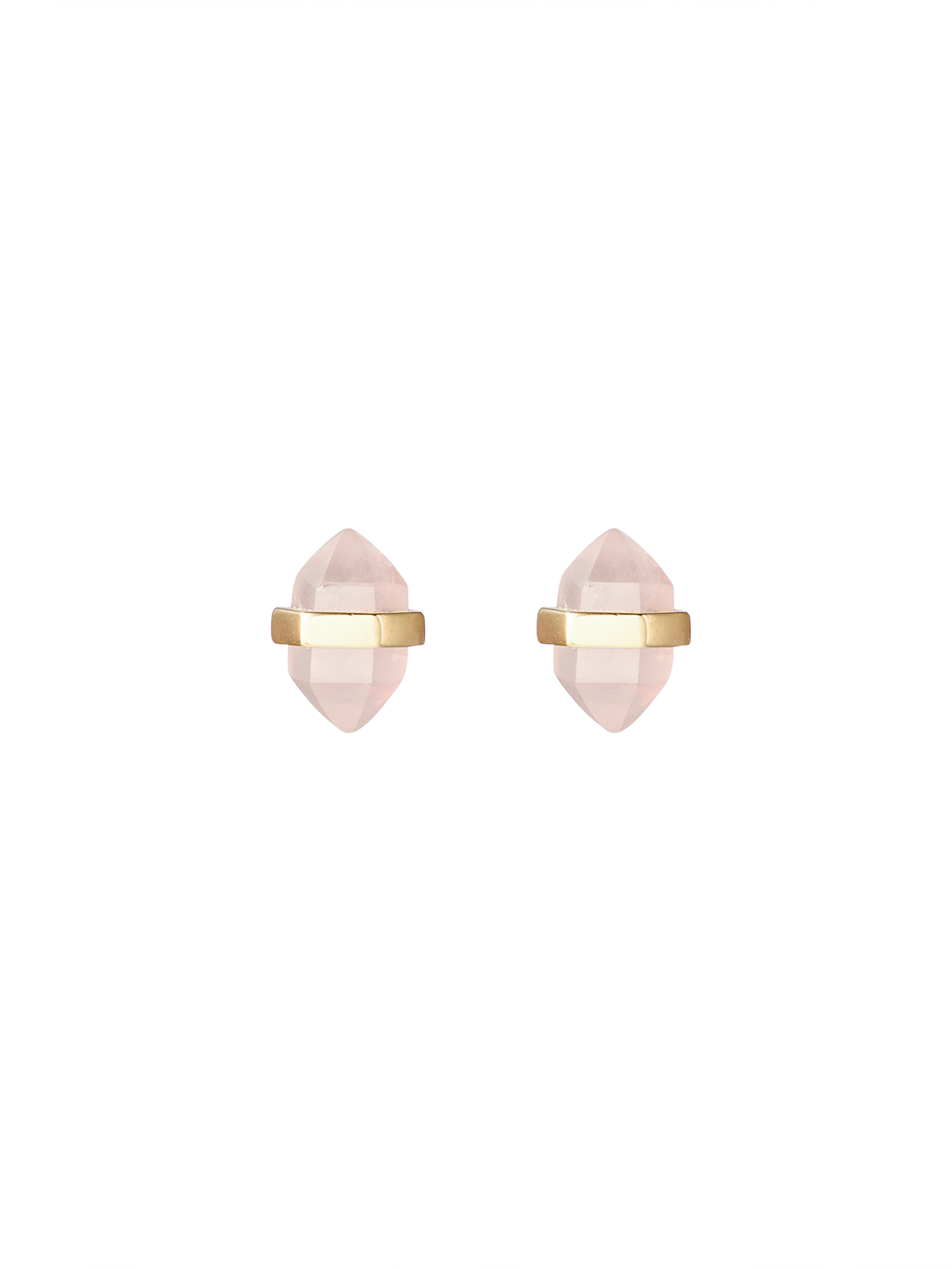 beaming crystal studs | rose quartz