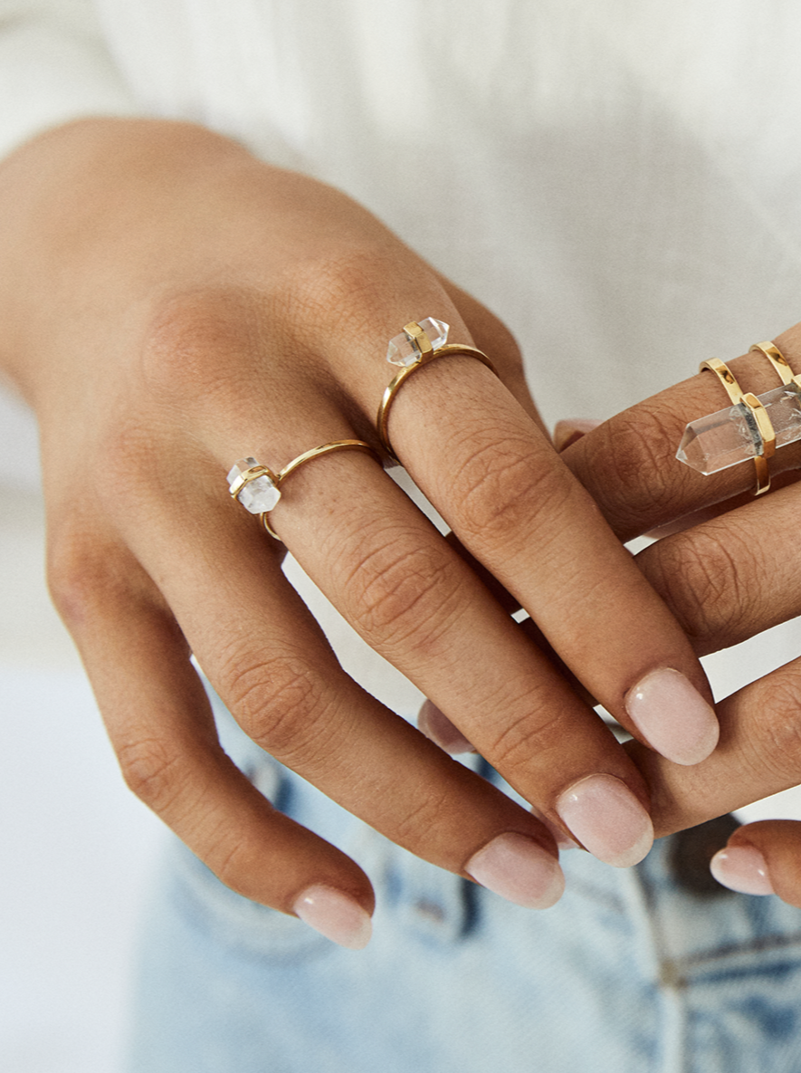 mini glory quartz ring | clear quartz