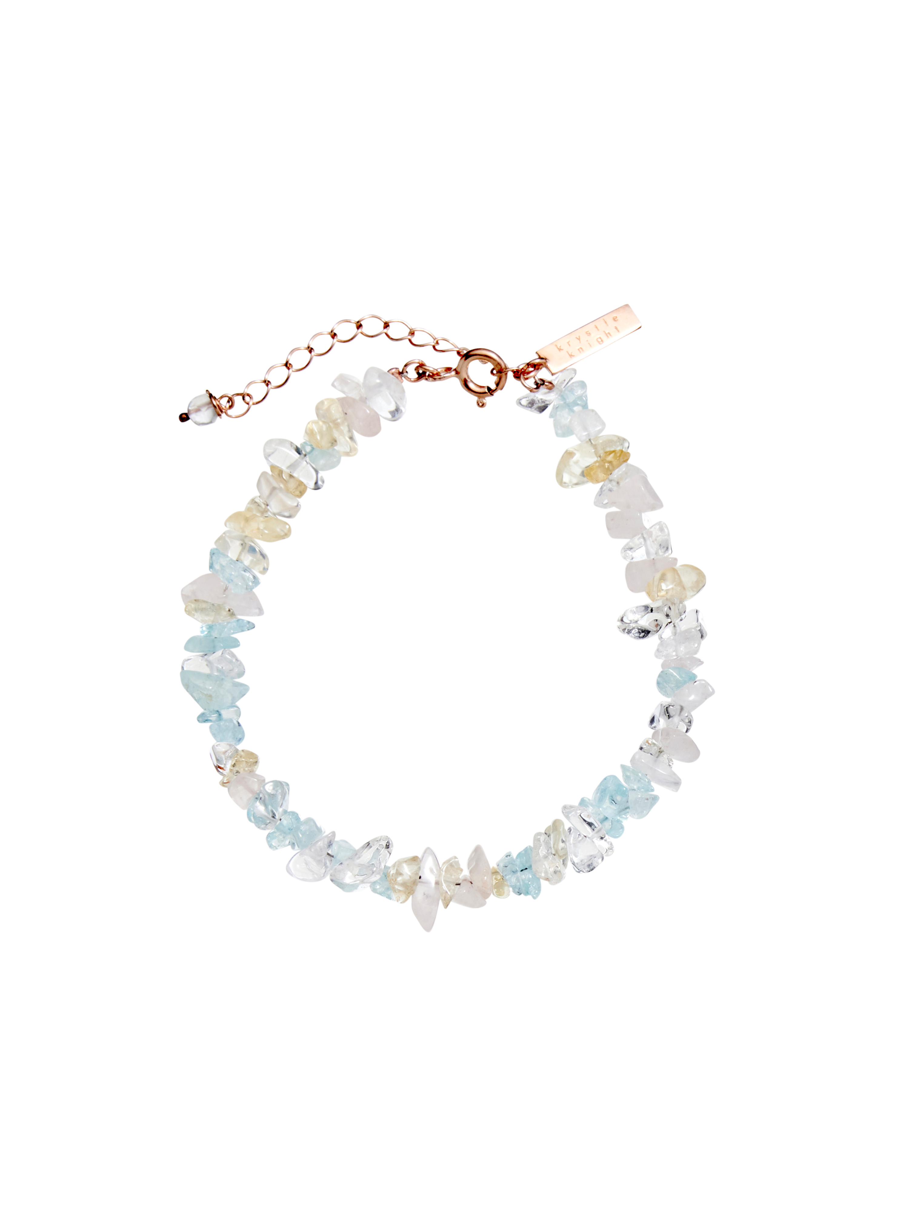 peony crystal bracelet | clear quartz + rose quartz + aquamarine + citrine
